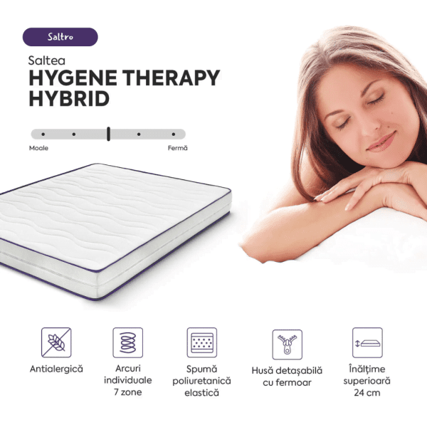 Saltea HYGENE THERAPY HYBRID Husa Detasabila